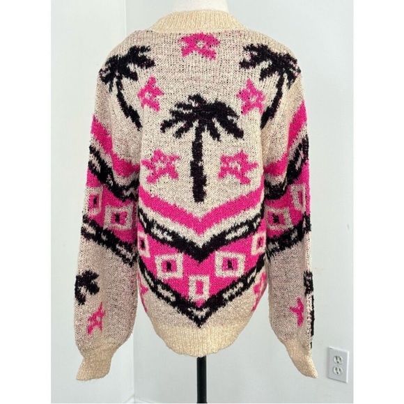 Le Superbe Bonfire Beach Palm Wool Sweater Pink Cream & Black Size Small NWT szS - Picture 4 of 9